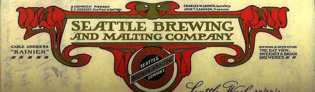 Lettre d'époque de la Seattle Brewing and Malting Company